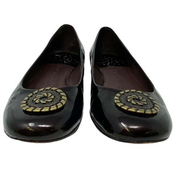 Jack Rogers Medallion Patent‎ Leather Brown Flats 8 - Picture 2 of 5